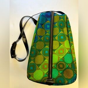 Vintage Shoulder Tote, OS, Blues/Greens, Zipper Closures, Shoulder Strap,